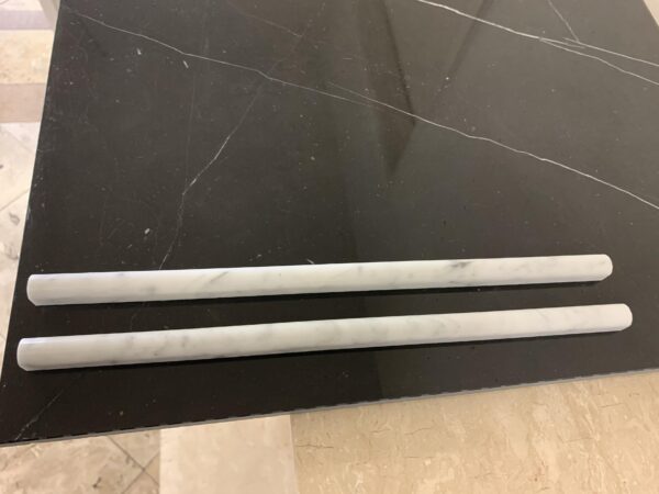 Carrara White Pencil 1/2x12 Honed Marble Trim 0