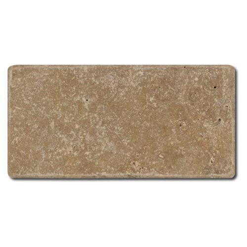 Noce Travertine 3x6 Brown Tumbled Tile