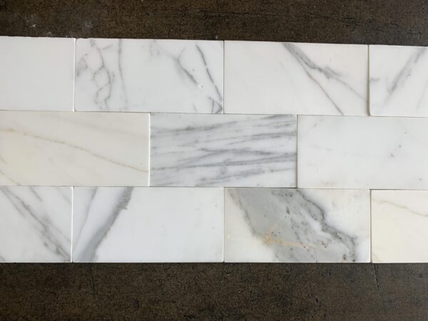 Calacatta Gold 3x6 White Honed Marble Tile 2