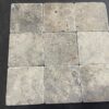 Silver 4x4 Tumbled Travertine Tile 3