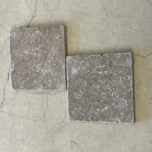 Noce Travertine 4x4 Brown Tumbled Tile