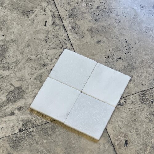 Thassos White Marble 4x4 Tumbled Tile