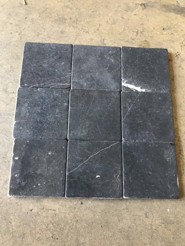 Nero Marquina 6x6 Black Square Tumbled Marble Tile 5