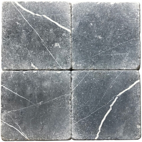 Nero Marquina 6x6 Black Square Tumbled Marble Tile 0