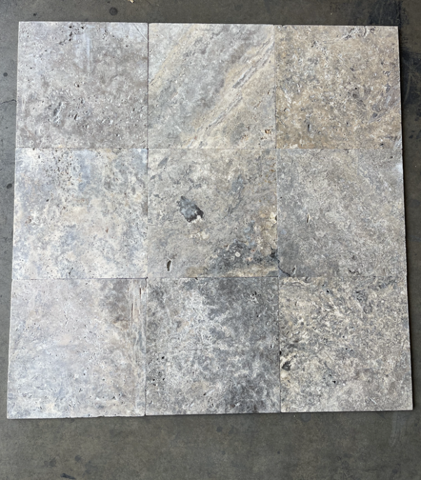 Silver 12x12 Tumbled Travertine Tile 2