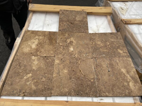 Noce Travertine 12x12 Brown Tumbled Tile 3