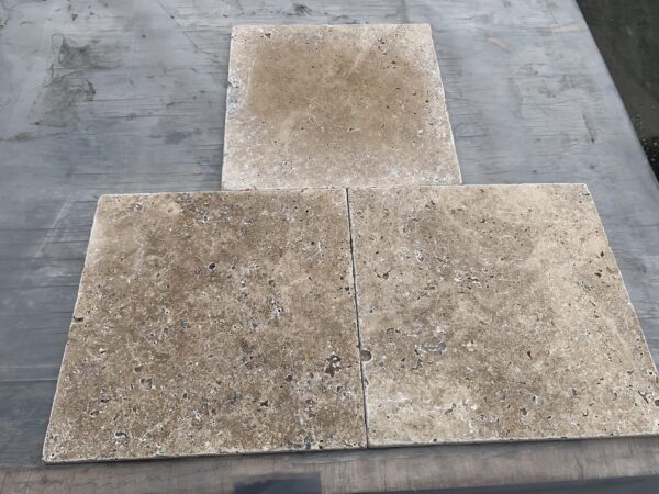 Noce Travertine 12x12 Brown Tumbled Tile 1