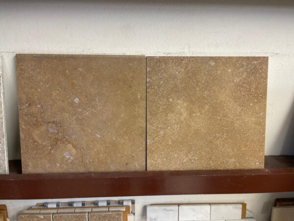 Noce Travertine 12x12 Brown Filled & Honed Tile 1