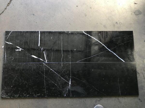 Nero Marquina 12x24 Black Rectangle Polished Marble Tile 2