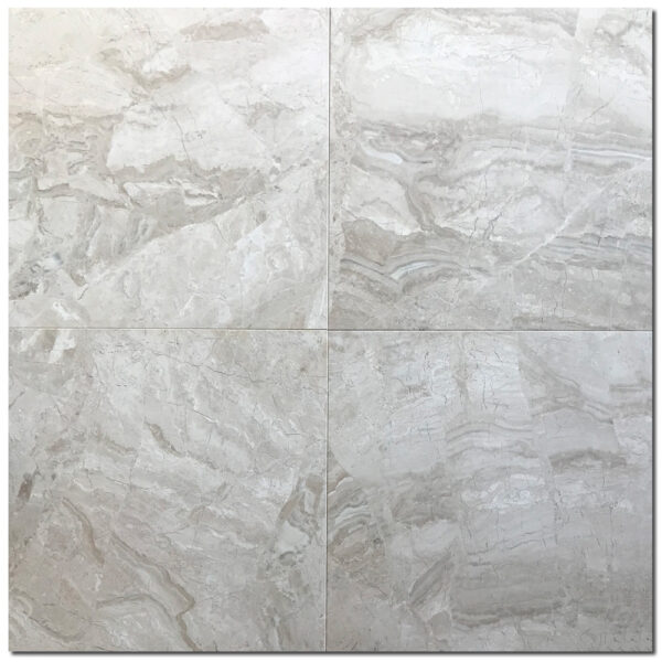 Breccia Bianco Diana Royal 18x18 White Honed Marble Tile 0