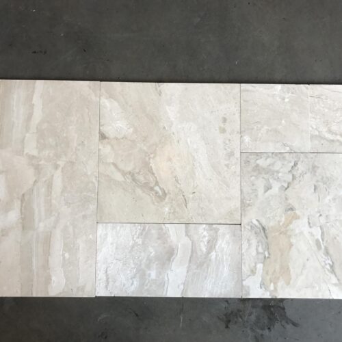 Breccia Bianco Diana Royal Versailles Pattern White Straight Edge Marble Tile 0