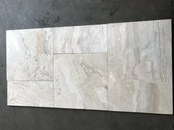 Breccia Bianco Diana Royal Versailles Pattern White Straight Edge Marble Tile 1