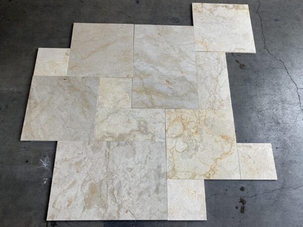 Golden Sand Versailles Pattern Brushed/Straight Edge Marble Tile 4