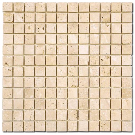 Ivory Travertine 1x1 Tumbled Mosaic 1