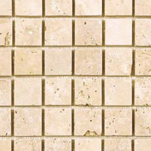 Ivory Travertine 1x1 Tumbled Mosaic 2