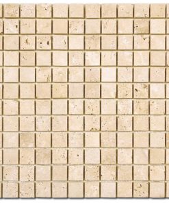 Ivory Travertine 1x1 Tumbled Mosaic 3