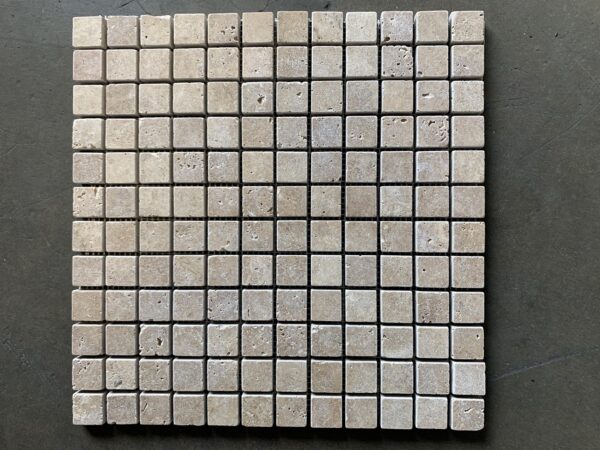 Noce Mosaic 1x1 Brown Tumbled Travertine 4