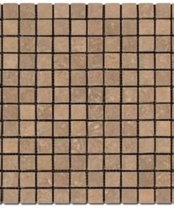 Noce Mosaic 1x1 Brown Tumbled Travertine 3