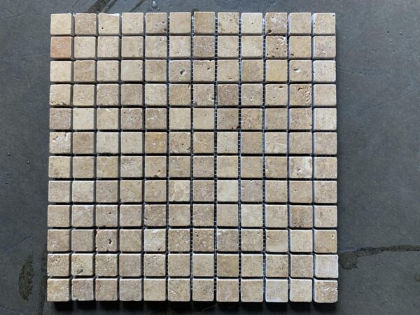 Noce Mosaic 1x1 Brown Tumbled Travertine 5