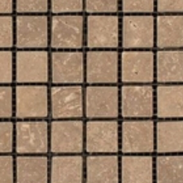 Noce Mosaic 1x1 Brown Tumbled Travertine 1