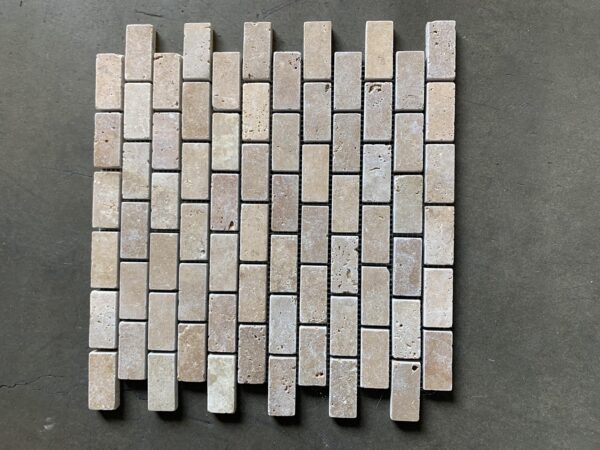 Noce Mosaia 1x2 Brown Tumbled Travertine Mosaic 5