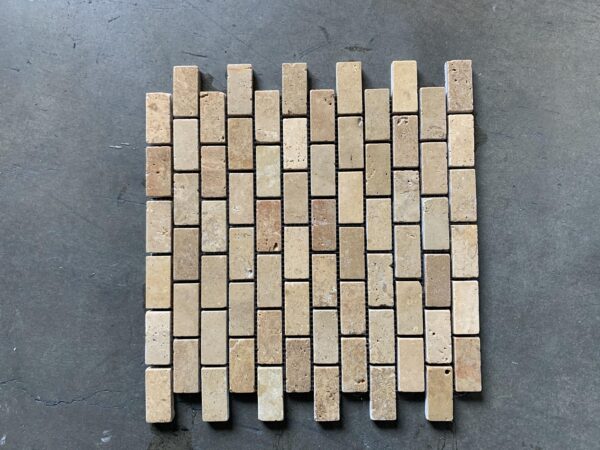 Noce Mosaia 1x2 Brown Tumbled Travertine Mosaic 4