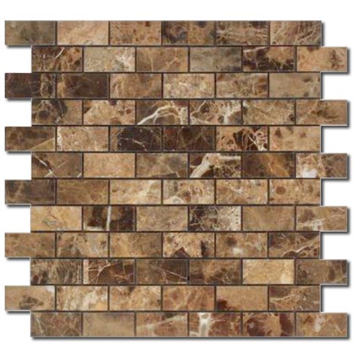 Emperador Dark 1x2 Rectangle Honed Marble Mosaic 1