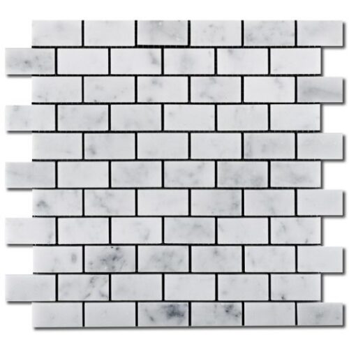 Carrara White Mosaic 1x2 Rectangle Honed Marble