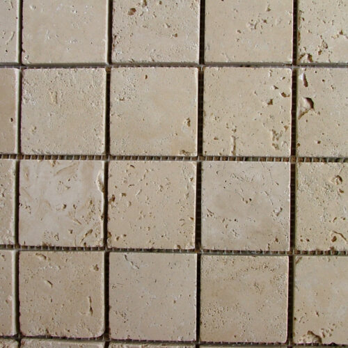 Ivory Travertine 2x2 Tumbled Mosaic 0