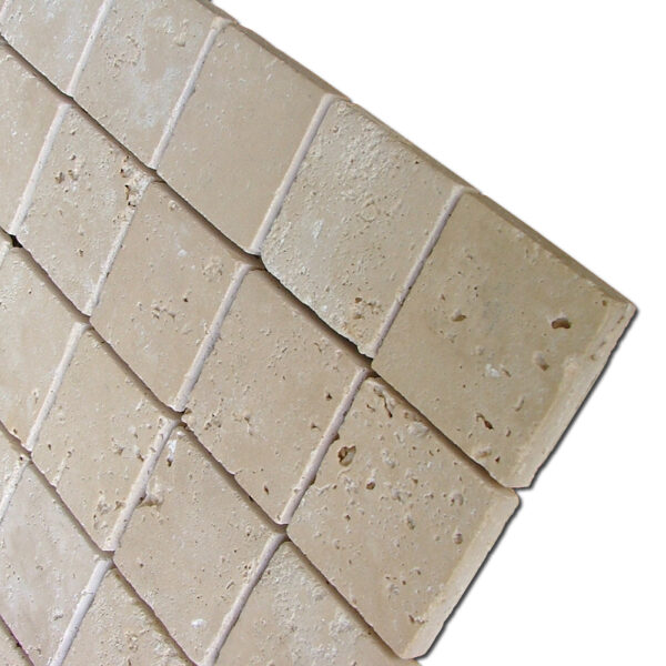 Ivory Travertine 2x2 Tumbled Mosaic 2