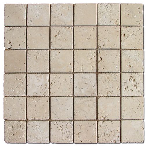 Ivory Travertine 2x2 Tumbled Mosaic 4