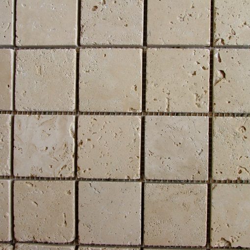 Ivory Travertine 2x2 Tumbled Mosaic 3