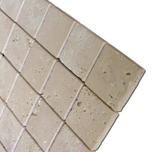 Ivory Travertine 2x2 Tumbled Mosaic 6