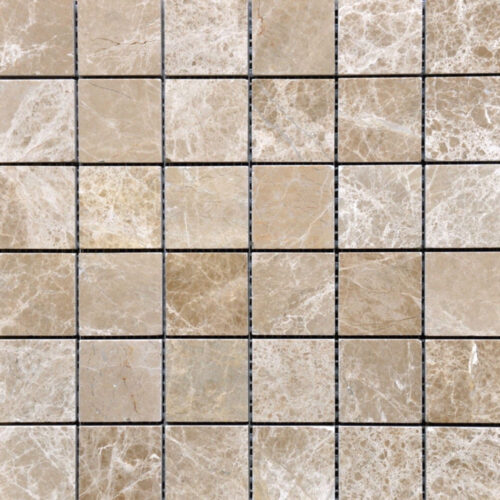 Emperador Light Mosaic 2x2 Brown Square Tumbled Marble 0