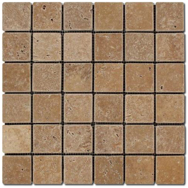 Noce Mosaia 2x2 Brown Tumbled Travertine Mosaic 0