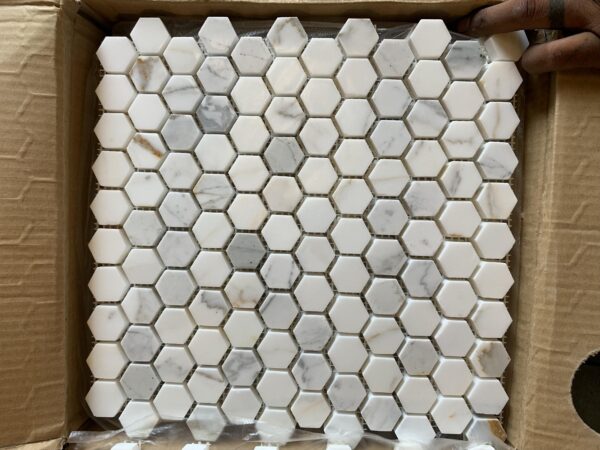 Calacatta Gold Hexagon 1" Polished Marble Mosaic 0