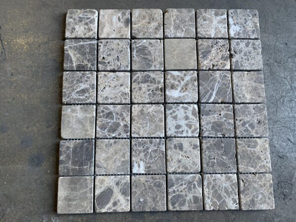 Emperador Dark 2x2 Square Tumbled Marble Mosaic 2