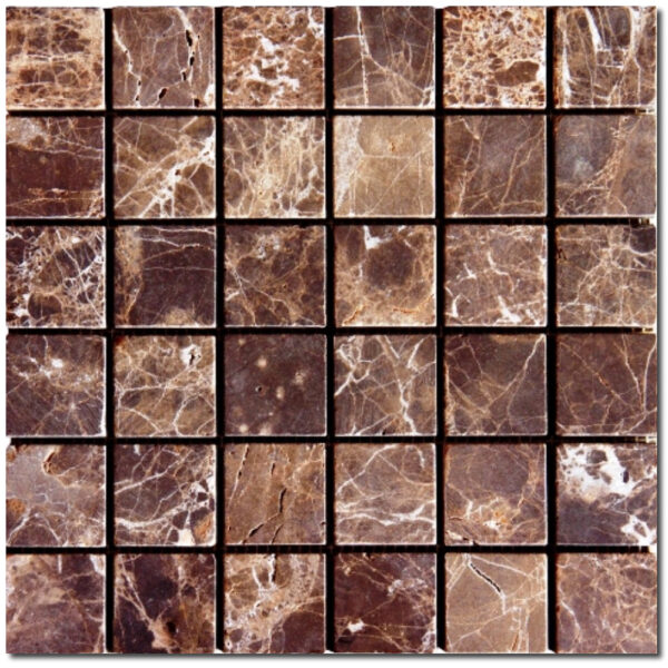 Emperador Dark 2x2 Square Tumbled Marble Mosaic 0