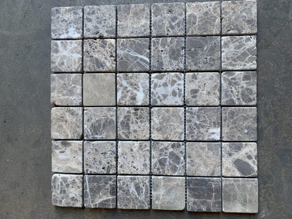 Emperador Dark 2x2 Square Tumbled Marble Mosaic 3