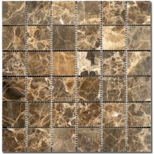 Emperador Dark 2x2 Square Honed Marble Mosaic 1