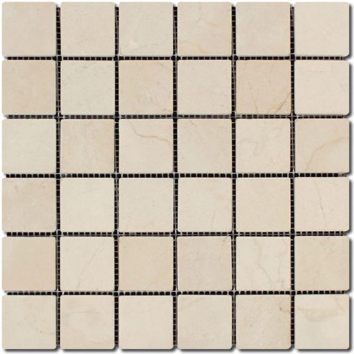 Crema Marfil 2x2 Beige Square Tumbled Marble Mosaic 1