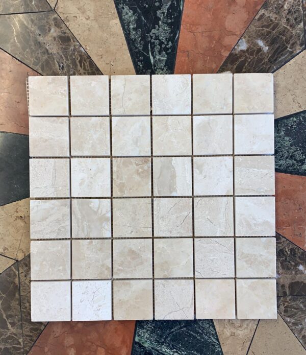 Breccia Bianco Diana Royal 2x2 White Square Polished Marble Mosaic 0