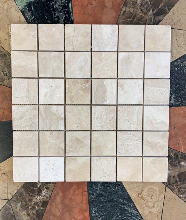 Breccia Bianco Diana Royal 2x2 White Square Polished Marble Mosaic 1