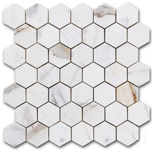 Calacatta Gold Hexagon 2" Polished Marble Mosaic 1