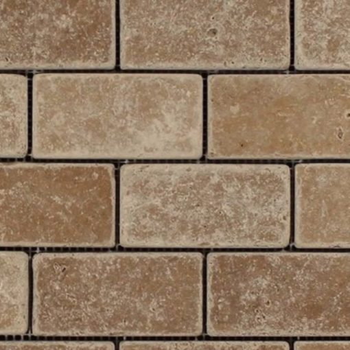 Noce Mosaic 2x4 Brown Tumbled Travertine 2