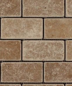 Noce Mosaic 2x4 Brown Tumbled Travertine 4