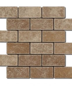 Noce Mosaic 2x4 Brown Tumbled Travertine 5