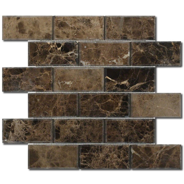 Emperador Dark 2x4 Rectangle Polished Marble Mosaic 0