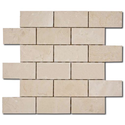 Crema Marfil 2x4 Beige Rectangle Polished Marble Mosaic 1