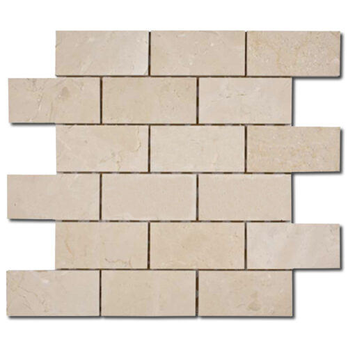 Crema Marfil 2x4 Beige Rectangle Polished Marble Mosaic 0